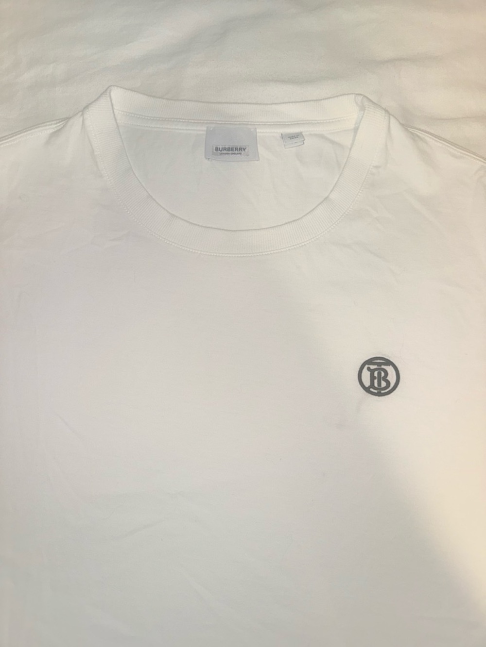 Burberry White Short Sleeve TB Logo Crewneck Tee